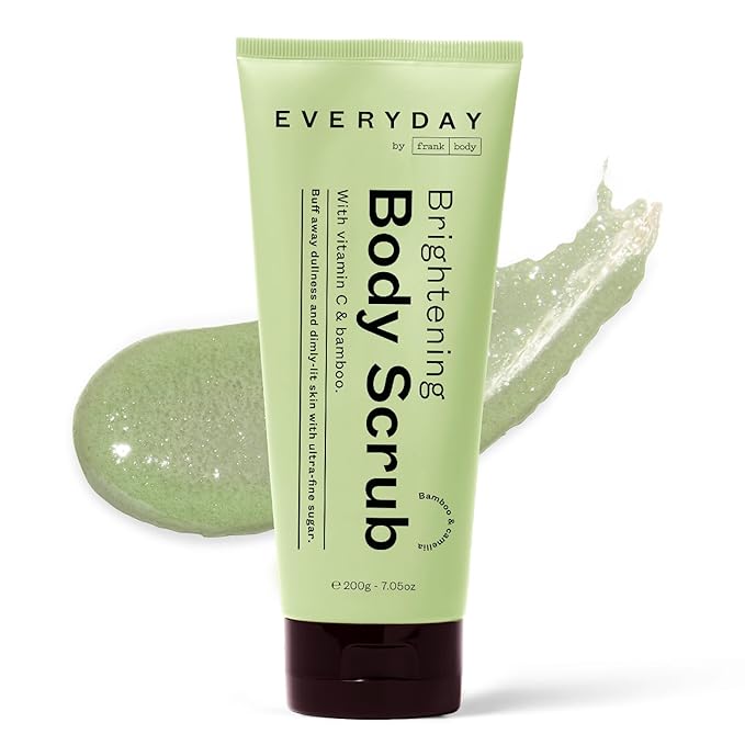 frank body Brightening Body Scrub | Smooths & Brightens Skin | Removes Dead & Dry Skin for a Glow | Vitamin C & Mandelic Acid |Bamboo & Camellia Scent | Vegan & Cruelty Free | 200g