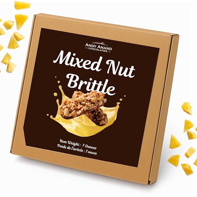 Andy Anand Sugar Free Old Fashioned Mixed Nut Brittle and Diabetic Friendly, All Natural and Delicious Divine Delectable, Sweetened with Isomalt, No Preservatives, Luxurious Gift for all Occasions (7 Oz)