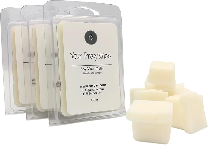 rosbas, Soy Wax Melts, Vanilla Scented, 3 Packs, 6 Cubes & 2.50 oz ea., Long-Lasting, Relaxation, Air Freshener, Home, Office, for Wax Warmers, Non-Toxic, Handmade in USA