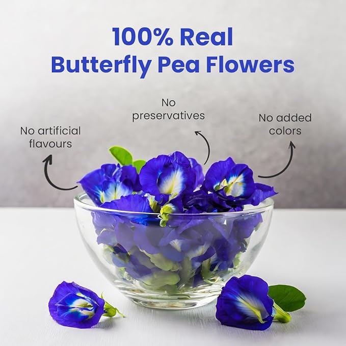 BLUE TEA - Butterfly Pea Flower Tea - 15 Count - Pyramid Plant Based Tea Bag | ANTIOXIDANT RICH | Herbal Tea - Caffeine Free - Detox Tea - Flower Based - Non Bitter | Reusable Tin Pack