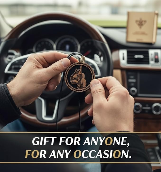 Wood Car Air Freshener — Handmade Car Air Freshener — Boxing Gloves Designed Fragrance Oil Diffuser in Wooden Gift Box