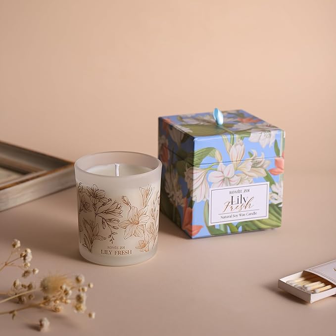 ROMIIE ZOI Scented Candle - Lily Fresh - 6oz Soy Wax Candle for Home, Gifts for Women