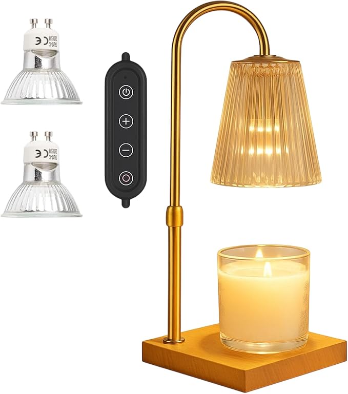 Candle Warmer Lamp with Timer - Electric Candle Warmer for Jar Candles - Adjustable Height & Dimmable Light Candle Lamp Warmer with 2 Bulbs - House Warming Gifts, New Home Bedroom DΓ©cor