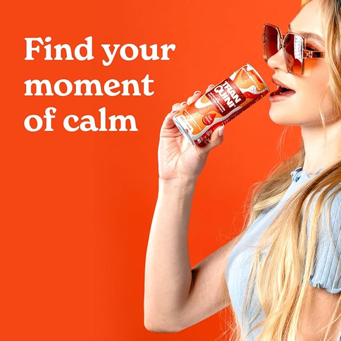 Tranquini Calming Drink With Herbal Adaptogens | Sparkling Water Stress Relief Beverage | Sugar Free, Non Alcoholic, Gluten Free, Vegan - 250ml Ginger Lemongrass (12 cans)