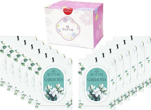 12 Packs Fragrance Bags with Hanging Strings, Air Freshener Deodorizer for Closet and Drawer,6 Scents Option- Lavender,Magnolia,Jasmine,Rose,Osmanthus,Gardenia (Gardenia)