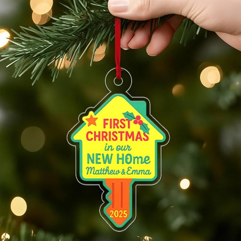 Personalized First Christmas In New Home Ornament, Custom Housewarming Ornament, New Home Gift, Couple Christmas Ornament, Holiday Keepsake Acrylic Ornament β Personalized