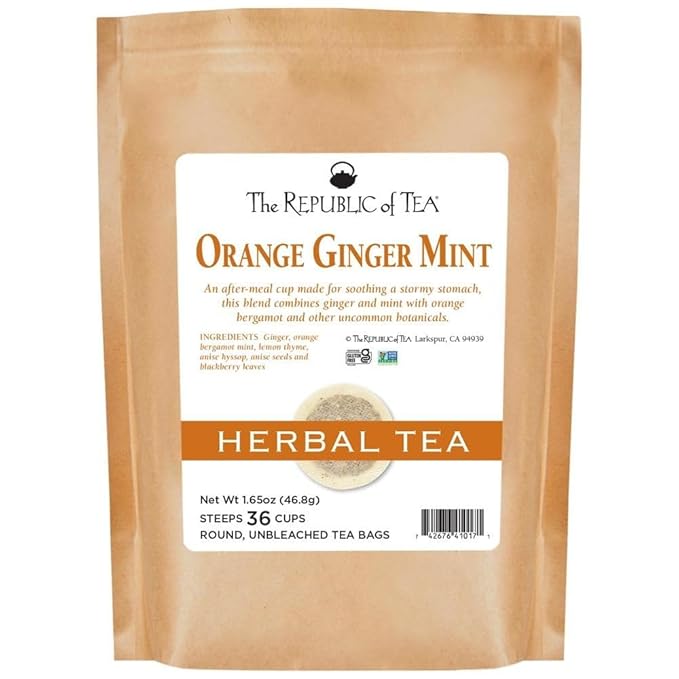 The Republic of Tea - Orange Ginger Mint Tea, 36 Tea Bags Caffeine-Free Gourmet Herbal Tea
