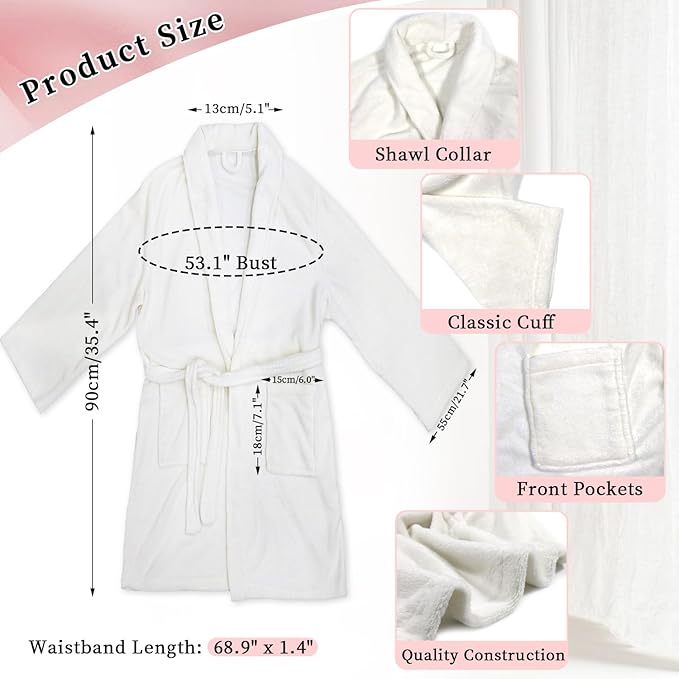 Birthday Gifts For Women, Bathrobe Set With Silky Satin Sleep Mask, Spa Robe and Slippers set, Scented Candle Self Care 7 Pack Set Suitable For Christmas Thanksgiven Day Beige