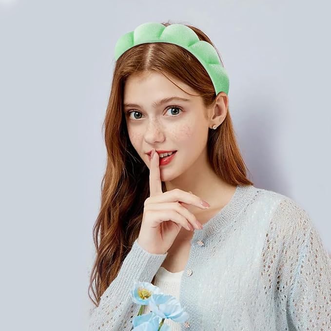 Spa Headbands for Face Washing & Makeup Removal - Terry Cloth Puffy Headbands for Mask Skin Treatment