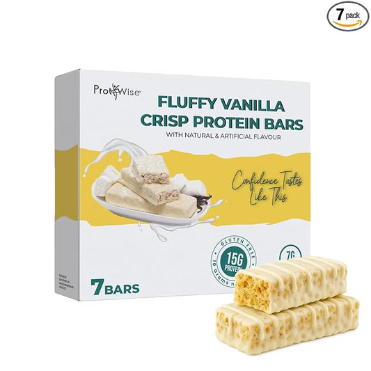 Protiwise High Protein Nutrition Bar | Fluffy Vanilla | 15g Protein Bar | Meal Replacement Bar | Gluten Free, Low Fat, Low Sugar, Keto-Friendly | Crush Cravings, Lose Weight | 7/box