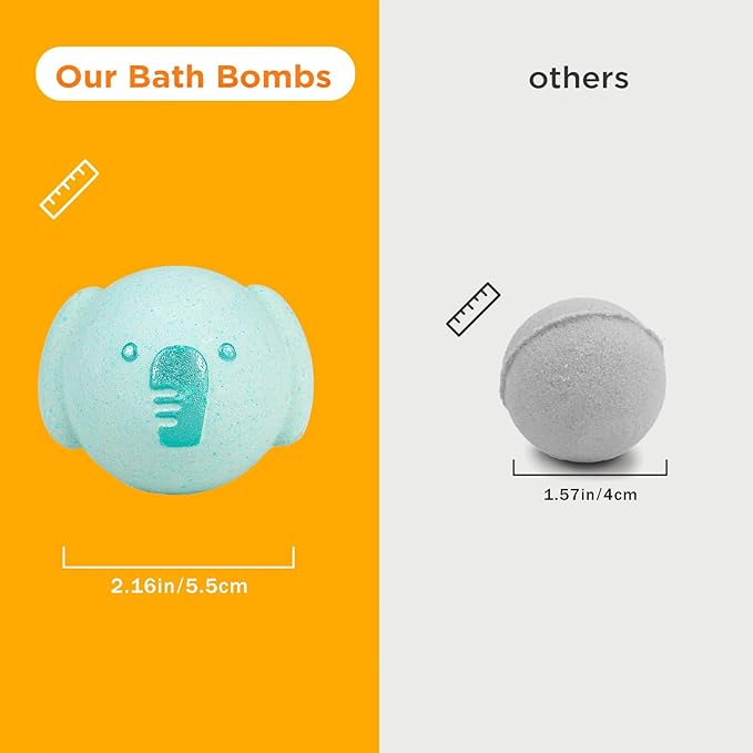 SHUCHING 14 Pcs Animal Bath Bombs with Surprise Inside, Natural and Organic Bubble Bath Fizzy Balls, Birthday Christmas Halloween Gifts Set