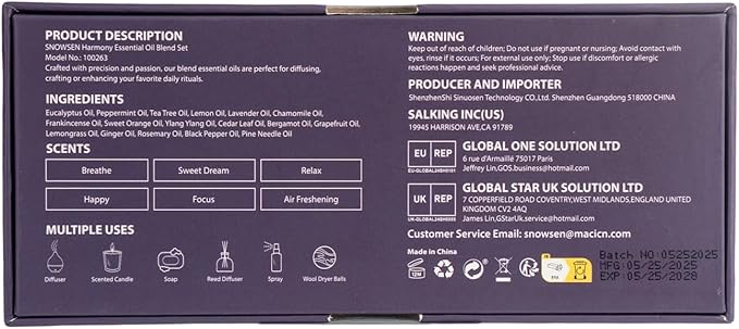 Essential Oil Blends, Harmony Essential Oil Set - Breathe, Sweet Dream, Relax, Happy, Focus, Air Freshening, Essential Oils for Diffusers for Home, Candle Making, Freshie Scents, Aromatherapy