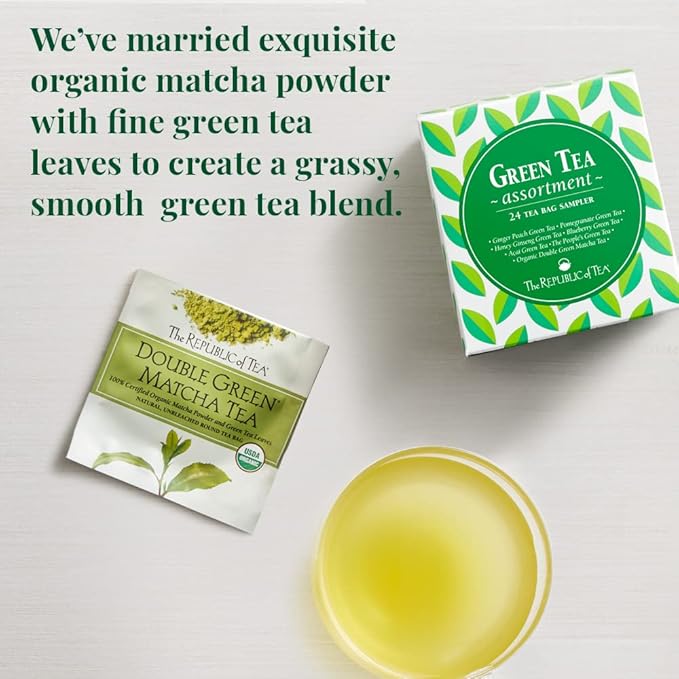 The Republic of Tea - Green Tea Assortment Sampler, 24 Individually Wrapped Tea Bags