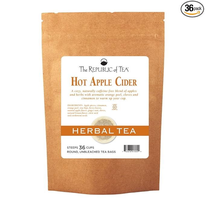 The Republic of Tea Hot Apple Cider Seasonal Herbal Tea, 36 Tea Bag Refill