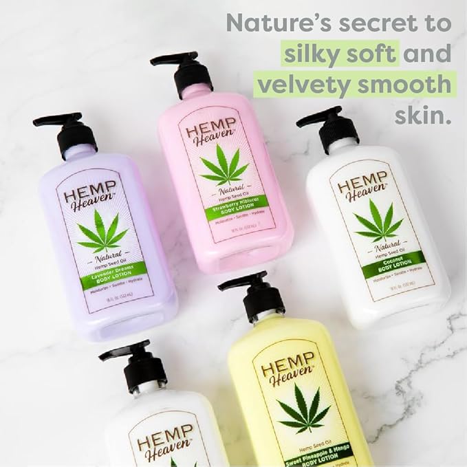 Hemp Heaven Lotion - Moisturizing Body Lotion with Natural Hemp Seed Oil & Coconut Bliss Scent, 12 oz, Paraben-Free Hemp Lotion for Women & Men, Made in USA, Soothes & Nourishes