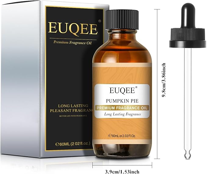 EUQEE Pumpkin Pie Fragrance Oil, Premium Pumpkin Pie Scented Essential Oils with Glass Dropper for Soap & Candle Making, Bath Bombs (2.02 Fl oz/60 ml)