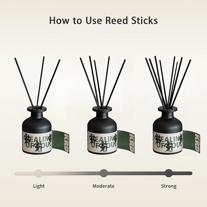 KRD Series Amber Moss Reed Diffuser Set, 3.38 fl oz (100ml) Premium Scented Oil Diffuser with 8 Natural Rattan Sticks, Long-Lasting Fragrance for Home Office Bathroom Decor