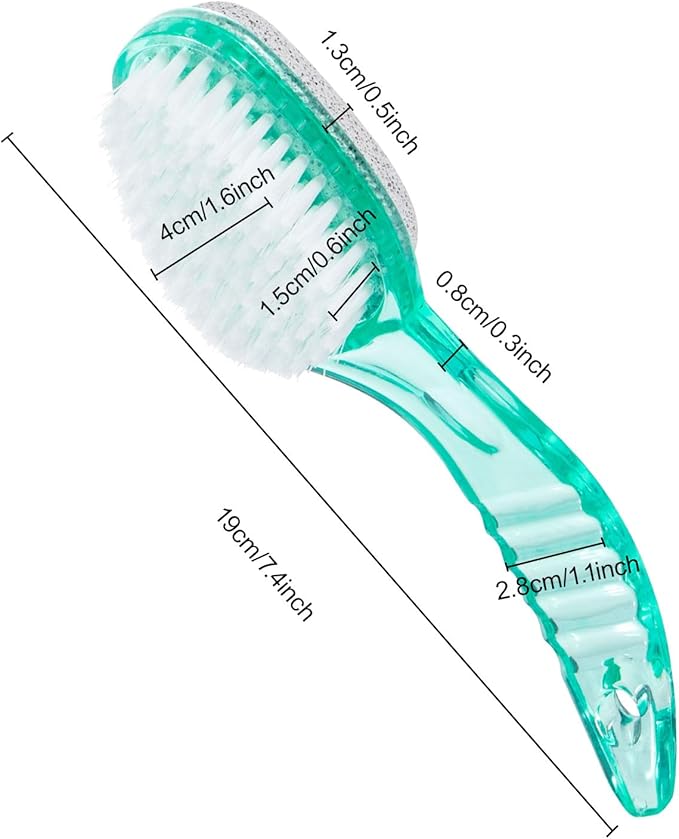 2 Pcs Foot Brush for Shower with Handle 2 in 1, Large Foot Pumice Stone Brush Scrubber Foot File Calluses Remove Suitable for Horniness Foot Spa,Foot Care Smooth Skin (Green&Transparent)