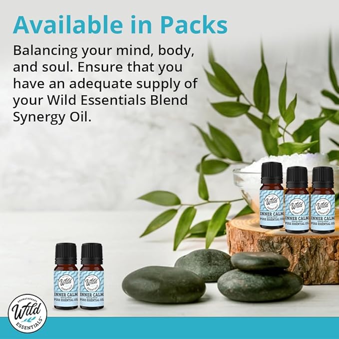Wild Essentials Exquisite Signature Essential Oil Blend Inner Calm, Two 10 ML Bottles - Pure Essential Oils Synergy Blend, New Label, Same Formula