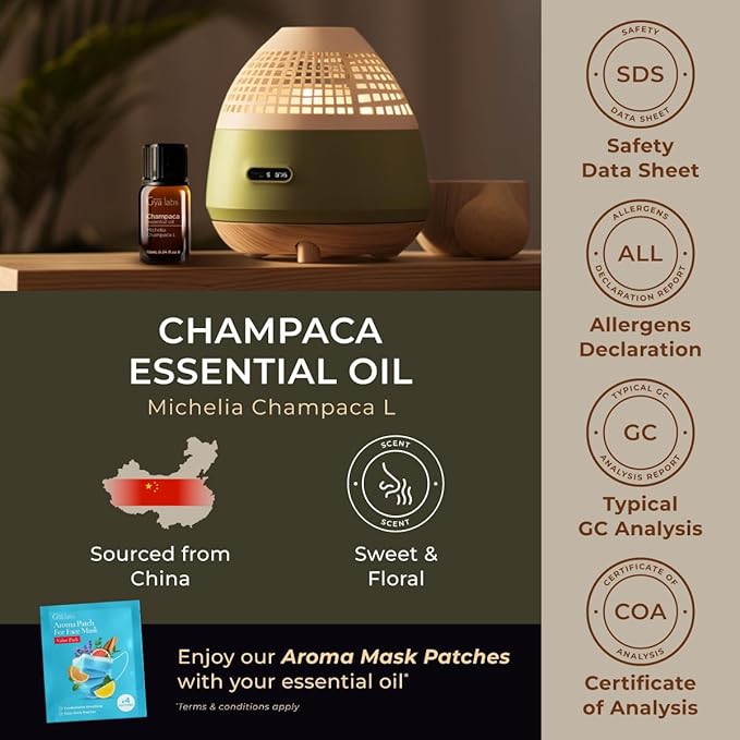 Gya Labs Champaca Essential Oil - 0.34 Fl Oz - for Hair, Skin, Diffuser, Aromatherapy & DIY Candle Making Scent