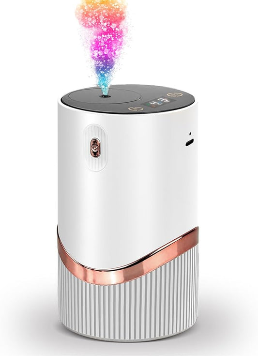 Waterless Essential Oil Diffuser - Car Aroma Diffuser, Portable Smart Scent Air Machine 1/2/3 & Continuous Mist, Anti-TIPP, Timer Setting and Auto-Off Function (White)