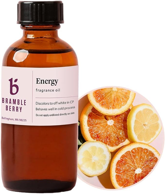 Bramble Berry Energy Fragrance Oil 2 oz | Bright Citrus Scent for Soap Making, Lotion, Bath Bombs, Body Butter & Perfume | Skin Safe, Vegan, Paraben & Phthalate Free, DIY Craft Essential