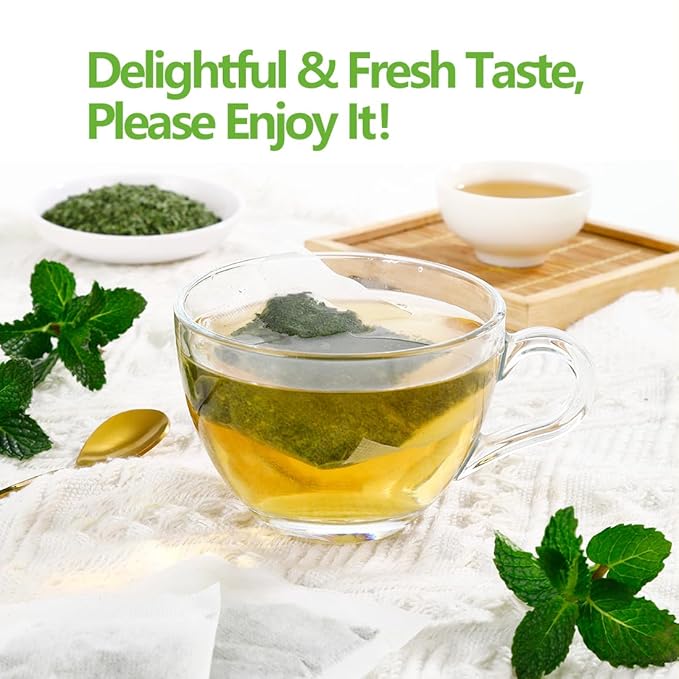 Premium Peppermint Tea Bags, 100 Tea Bags, Made with 100% Natural Peppermint Leaves, No Additives & Caffeine Free.