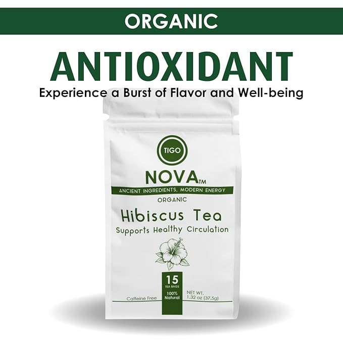 Premium Organic Hibiscus Tea Bags, 100% Natural and Organic Ingredients, Antioxidant Tea, Caffeine free | Authentic African Origin | Eco-conscious Teabags (15 count) , Supports Healthy Blood Pressure, Boosts Immune