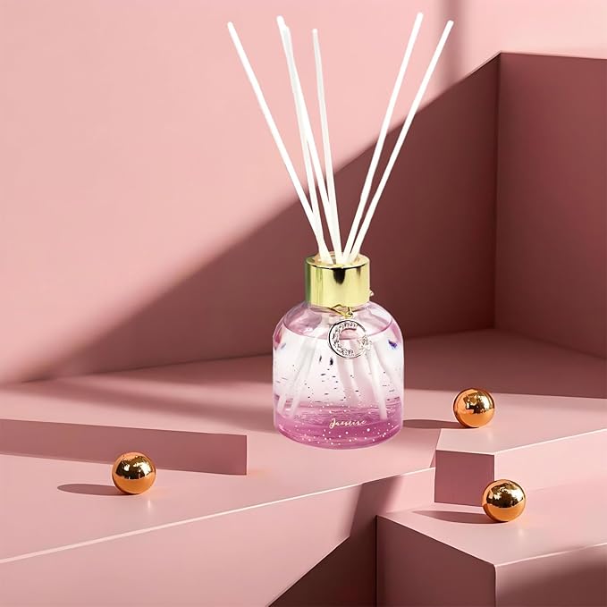 Reed Diffuser Set, Pretty Valley Home Diffuser 80Ml / 2.7 fl OZ Gift Box - Includes Reed Diffuser Sticks, Long Lasting Fragrance Oil and Glass Bottle for Office Living Room Decor (Jasmine)