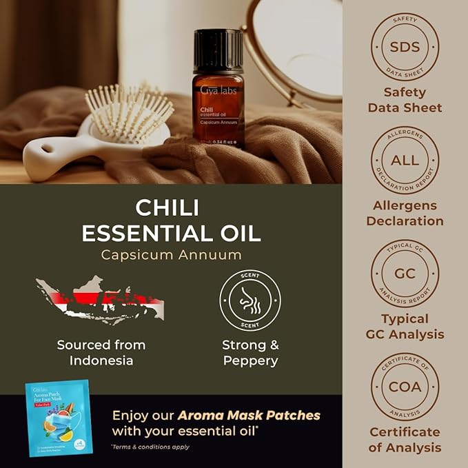 Gya Labs Chili Essential Oil - 0.34 Fl Oz - for Hair, Skin, Diffuser, Aromatherapy & DIY Candle Making Scent