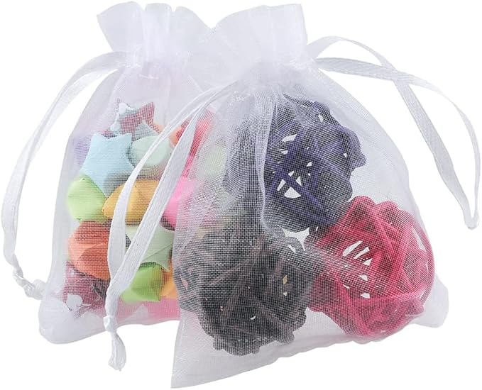 100pcs Organza Gift Bags White Small Jewelry Pouches Wedding Jewelry Bag 2x3 Inch Favour bags Lavender Bag for Wedding Birthday Party Christmas Candy Mesh Bags
