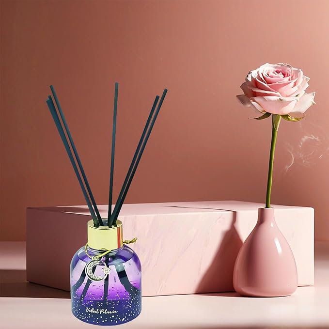 Reed Diffuser Set, Pretty Valley Home Diffuser 80Ml / 2.7 fl OZ Gift Box - Includes Reed Diffuser Sticks, Long Lasting Fragrance Oil and Glass Bottle for Office Living Room Decor (Velvet Petunia)