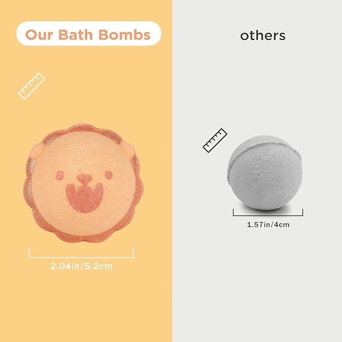 SHUCHING 14 Pcs Lion Bath Bombs with Surprise Inside, Natural and Organic Bubble Bath Fizzy Balls, Birthday Christmas Halloween Gifts Set