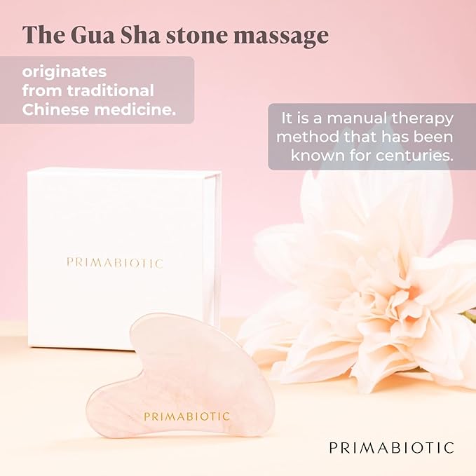 PRIMABIOTIC Gua Sha Stone ā Facial Massage Tool for Wrinkles ā Rose Quartz Guasha ā Skin Care ā Beauty Products ā Massage Tool for Skin Care ā Anti-Aging