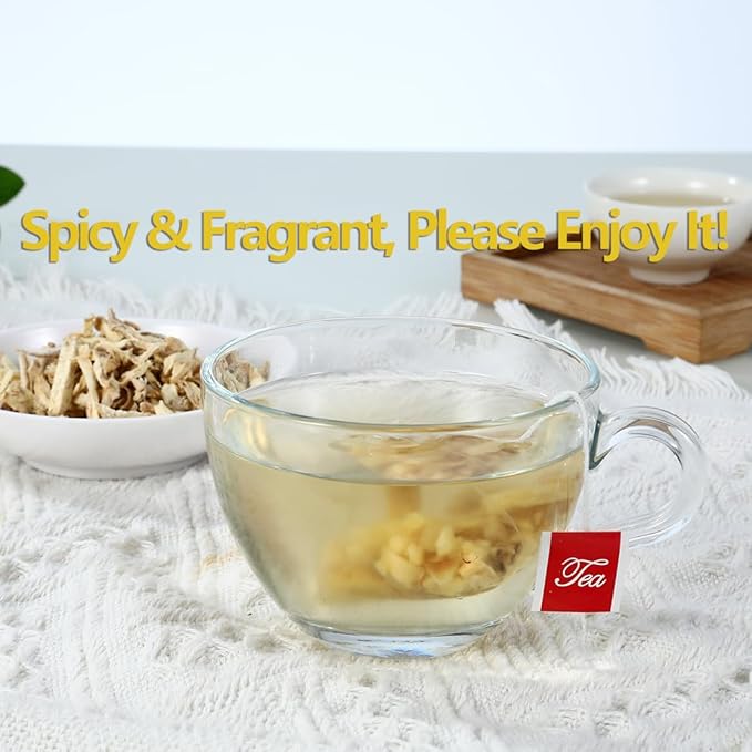 60 Premium Ginger Tea Bags, Made with 100% High-Spiciness Ginger Root, Full of Favor & Spicy, Support Digestion & Boost Immunity, No Additives & Caffeine Free.