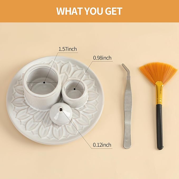 Palo Santo Sticks Holder, Multi-Purpose Handmade Ceramic Incense Burner for Palo Santo Incense Sticks, Sage Holder for Burning, Ash Catcher Tray for Meditation Yoga Room (White)