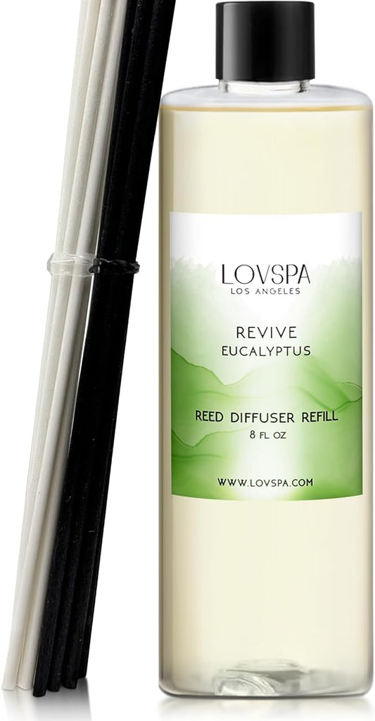 LOVSPA Revive Eucalyptus Diffuser Oil - Essential Oils for Diffuser Refill & Air Freshener Room Spray - Long-Lasting & Natural Home Fragrance, Scented Oil for Diffusers, USA Made, 8 oz