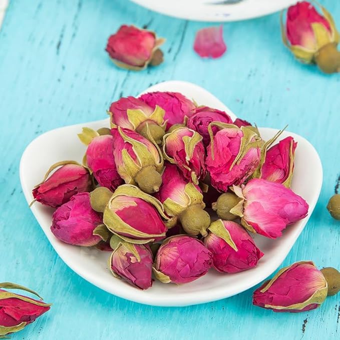 100% Natural Pure Rose Bud Tea - Loose Leaf Herbal in Recyclable Pet Jar - Culinary Grade Flower Based Tea for Drinking & DIY Gifts (2 Packs of 50g)