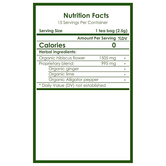 Premium Organic Hibiscus Tea Bags, 100% Natural and Organic Ingredients, Antioxidant Tea, Caffeine free | Authentic African Origin | Eco-conscious Teabags (15 count) , Supports Healthy Blood Pressure, Boosts Immune