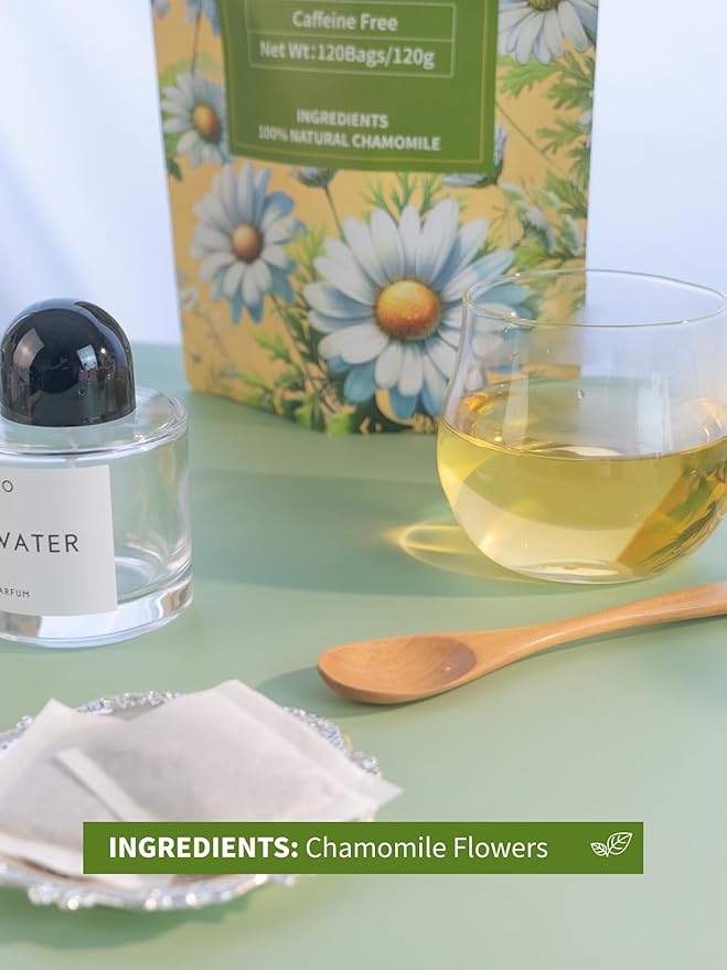 HYNTMYT Chamomile Tea Bags, 1g/bag, Natural & Pure Chamomile Flowers Herbal Tea, Caffeine Free, 120 Count