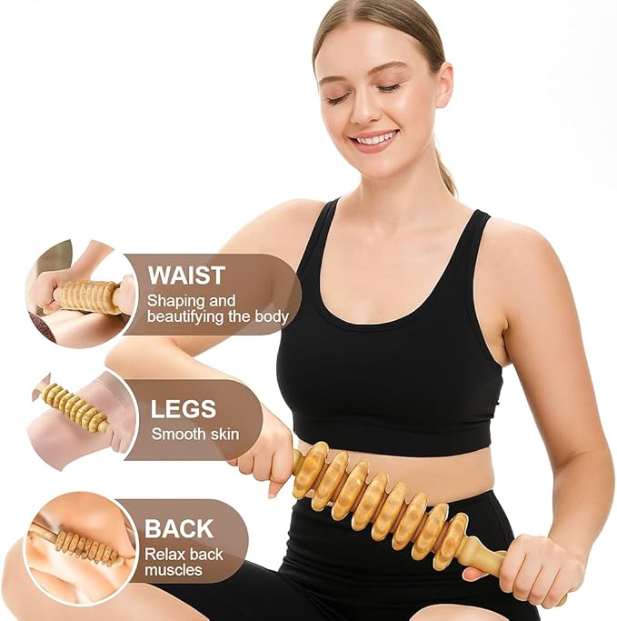 8-in-1 Wood Therapy Massage Tools, Lymphatic Drainage Massager Maderoterapia Kit, Wooden Massager Body Sculpting Tools for Muscle Pain Relief, Anti-Cellulite, Body Contouring and Shaping