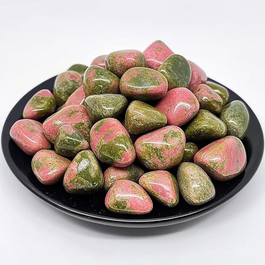 Unakite Healing Crystal Stone Set - 24 Pieces, 0.6" Natural & Polished Stones for Healing, Meditation, Reiki, Chakra, Crafting & Decoration