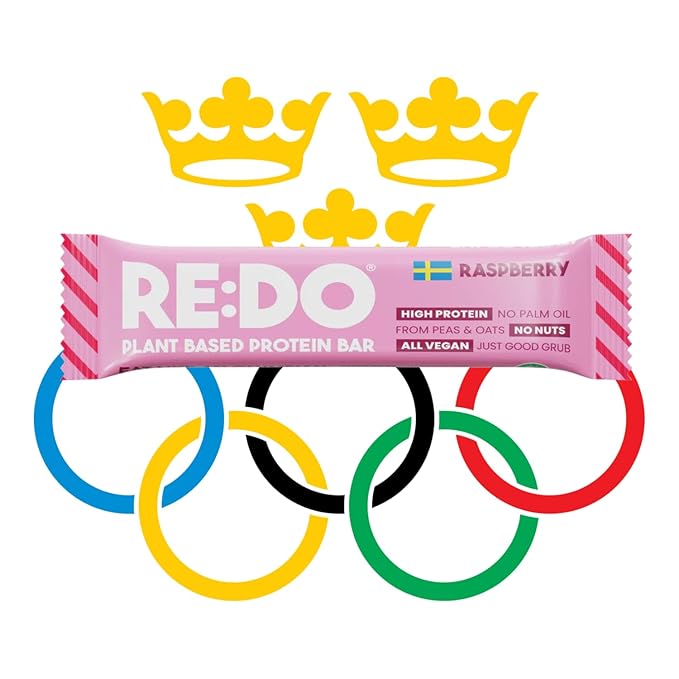 Re:Do Plant-Based Raspberry Protein Bars (9 Bars) 12g Vegan Protein, Dairy & Nut Free, No Palm Oil
