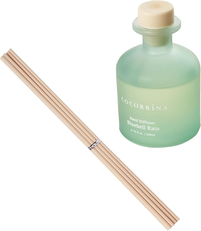 Cocorrína Reed Diffuser - Bluebell Rain 6.76oz Diffuser with 8 Sticks Home Fragrance Essential Oil Reed Diffuser for Bedroom Bathroom Shelf Decor Office Decor (Summer Collection)