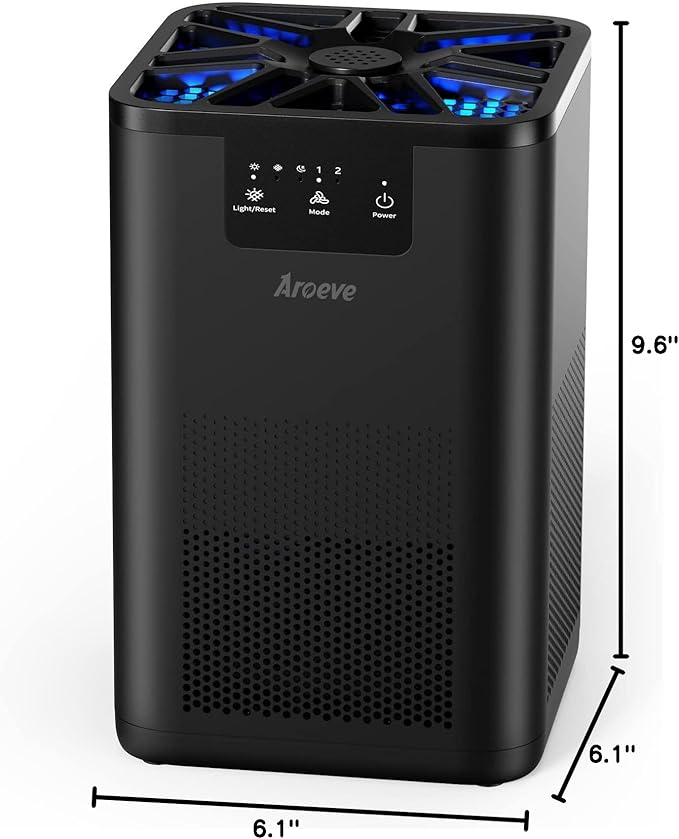 AROEVE Air Purifiers for Bedroom Air Purifier With Aromatherapy Function For Pet Smoke Pollen Dander Hair Smell 20dB Air Cleaner For Bedroom Office Living Room, MK06- Black(Available for California)