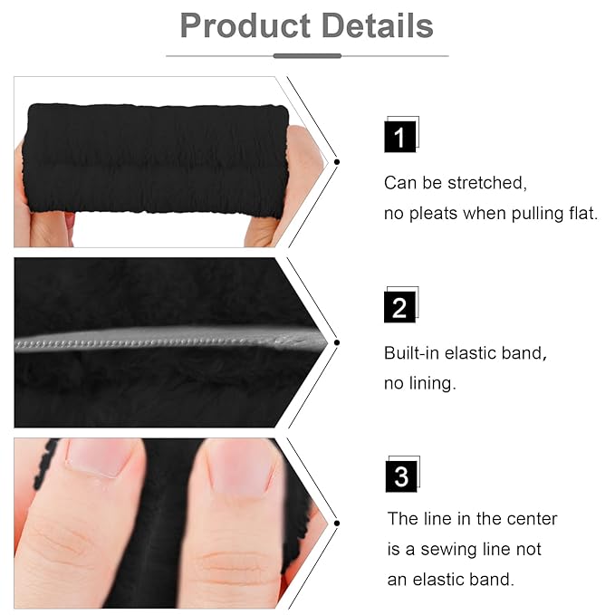 VELSCRUN 6 Pack Spa Headband, Makeup Headband, Face Wash Headbands, Skincare Headbands, Black Sponge Hair Band Bow Tie Spa Head Band for Washing Face Wristband Set Hair Accessories for Women Gifts