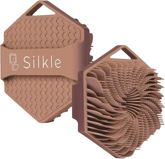 Silicone Body Scrubber - Exfoliating Bath Brush and Skin Cleanser - Shower Sponge for Gentle Body Scrub and Wash - Silicone Scrubbing Care Tool for a Refreshed and Renewed You - Brown