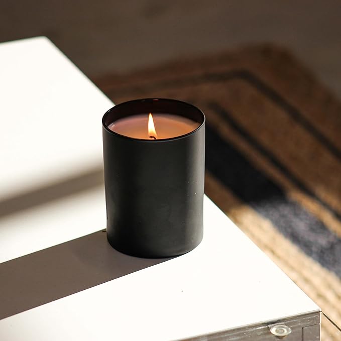 Calyan Wax Co. Soy Wax Candle, Rose + Peony Scented Candle, 75 Hour Burn Time, Aromatherapy Soy Candles, Non Toxic & Vegan Soy Wax, Black Tumbler Scented Candles, 13oz