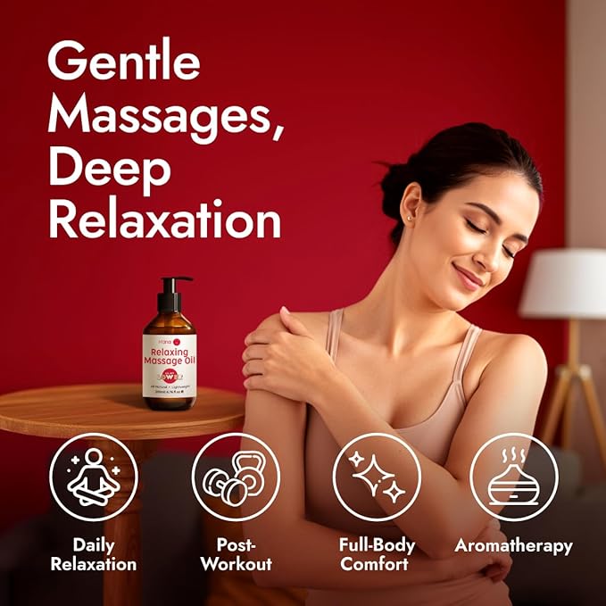 H'ana Relaxing Massage Oil - 6.76 Fl Oz - 100% Pure Natural for Vanilla Body Spa Quality, Calming, Sore Muscle Massage Oil with Moisturizing - Men and Women