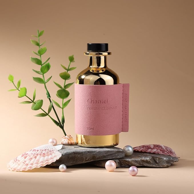 Reed Diffuser Set, Pretty Valley Home Diffuser 80Ml / 2.7 fl OZ Gift Box - Includes Reed Diffuser Sticks, Long Lasting Fragrance Oil and Glass Bottle for Office Living Room Decor (Chantel)